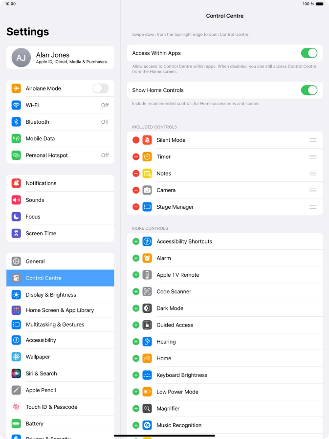 Press the indicator next to 