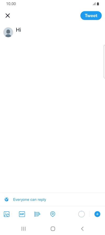 Write the required text and press Tweet. Write the required text and press Tweet.