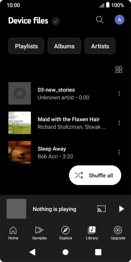 Press the required audio file.