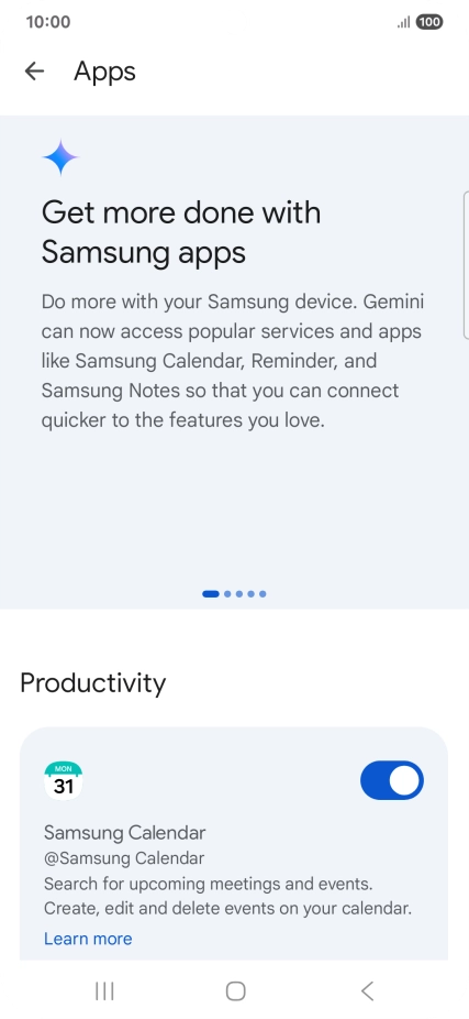 Press the indicator next to the required extension to turn on the function.