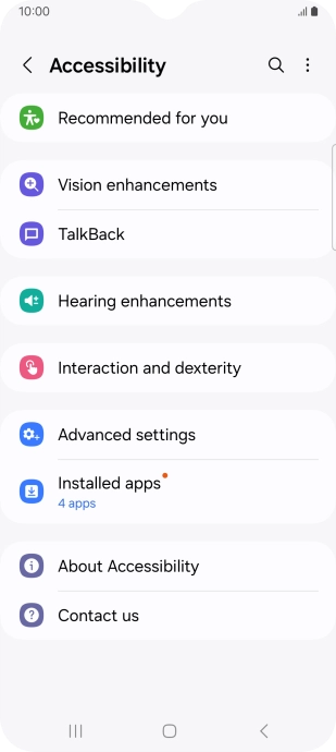 Press Vision enhancements and follow the instructions on the screen to select the required settings.