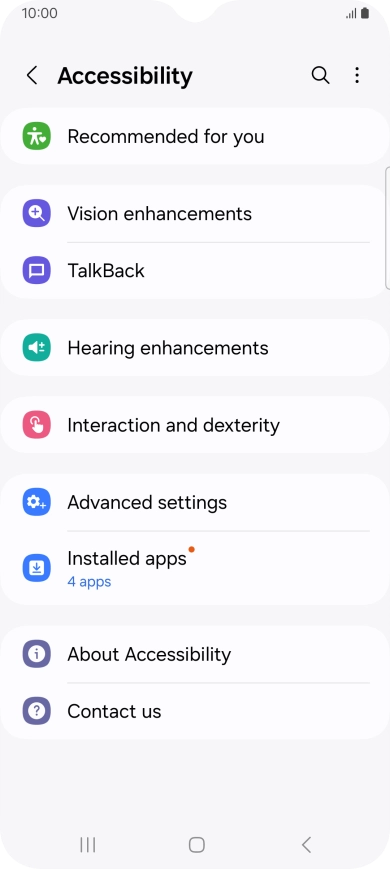 Press Vision enhancements and follow the instructions on the screen to select the required settings.