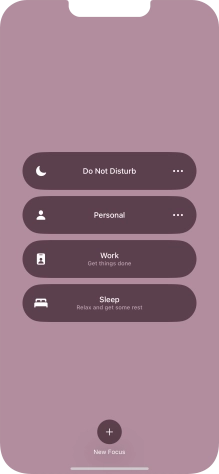 Press the required focus mode to activate or deactivate it immediately.