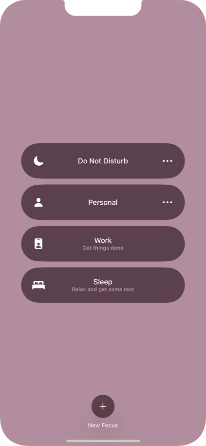 Press the required focus mode to activate or deactivate it immediately.