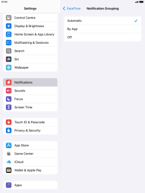 Press the required setting.