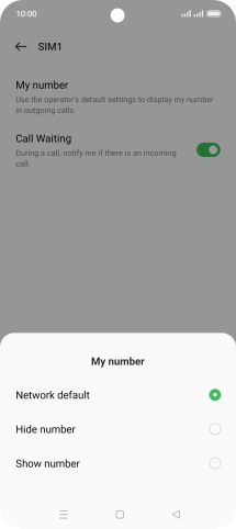 Press Show number to turn on caller identification.