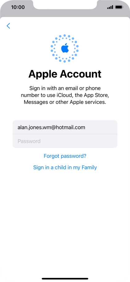 Press Password and key in the password for your Apple ID.
