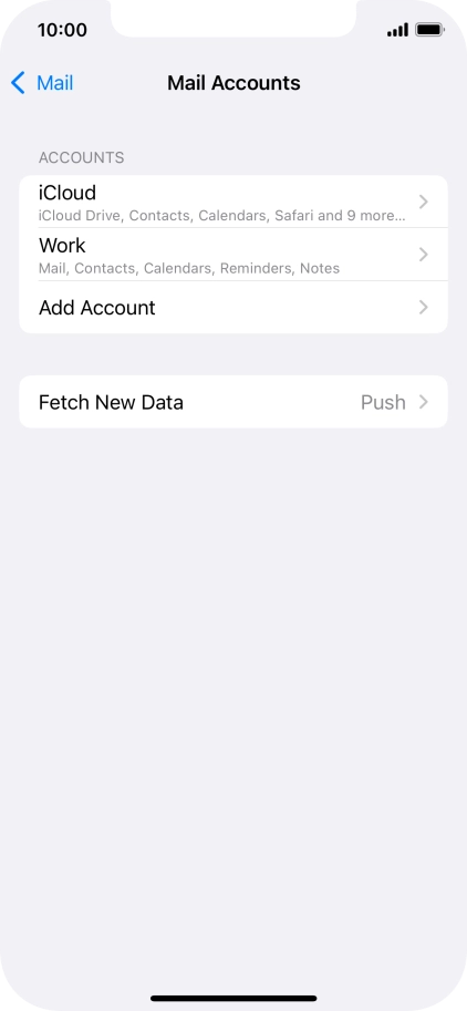 Press the name of the Exchange email account you've just set up.