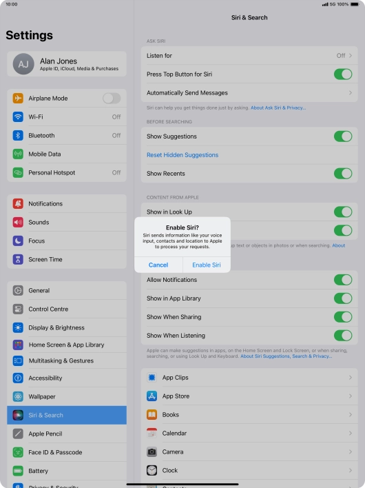 Press Enable Siri.