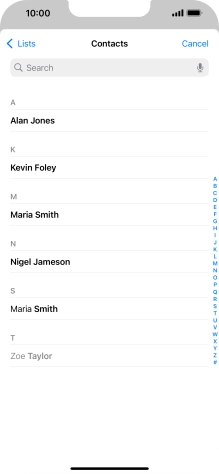 Press the required contact. Press the required contact.