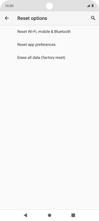 Press Erase all data (factory reset).