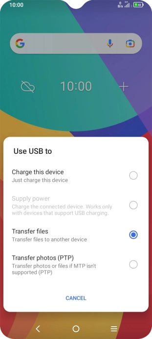 Press Transfer files.