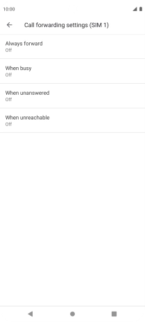 Press the required divert type. Press the required divert type.