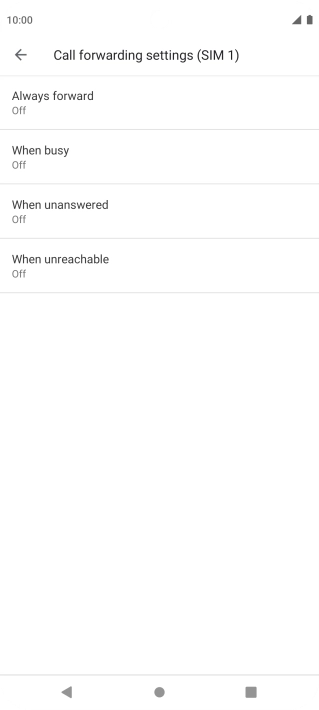 Press the required divert type. Press the required divert type.