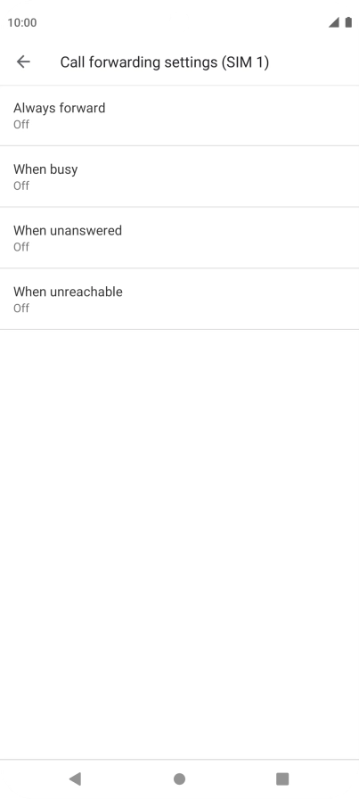 Press the required divert type. Press the required divert type.