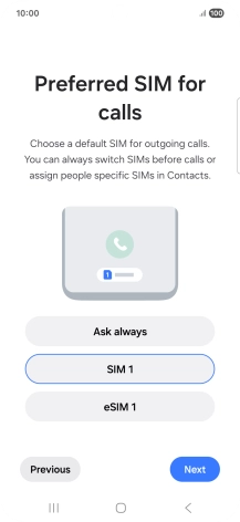 Press the required setting.