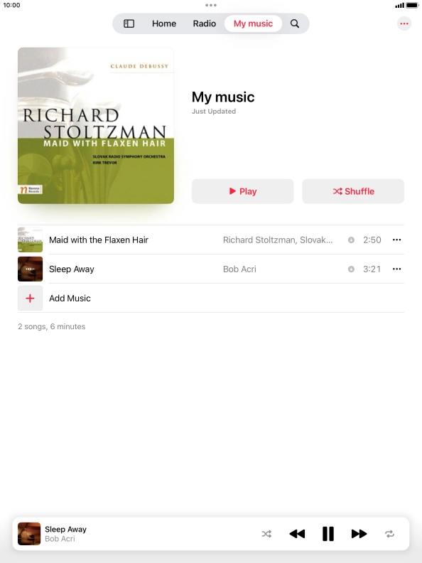 Press the song title.