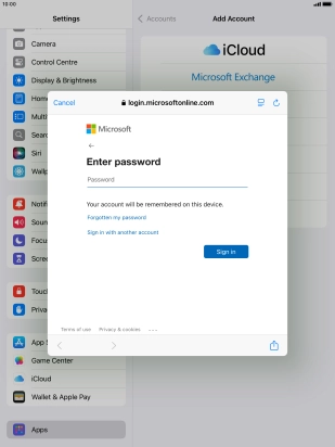 Press Password and key in the password for your email account. Press Password and key in the password for your email account.