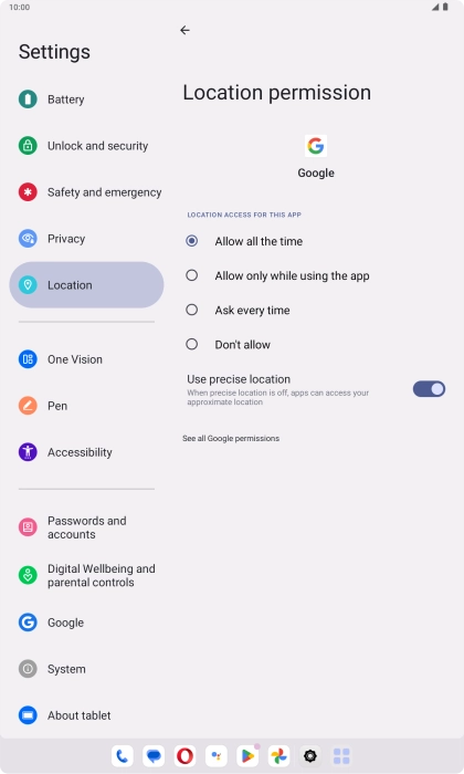 Press the required setting.