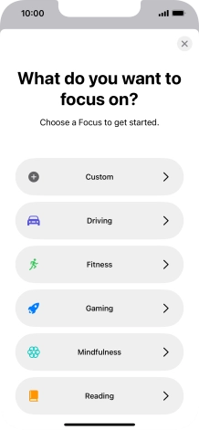 Press the required focus mode and follow the instructions on the screen to add the selected focus mode.