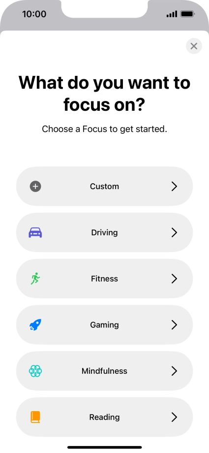 Press the required focus mode and follow the instructions on the screen to add the selected focus mode.