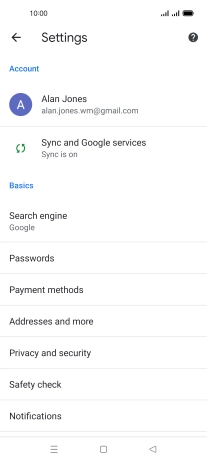 Press Privacy and security.