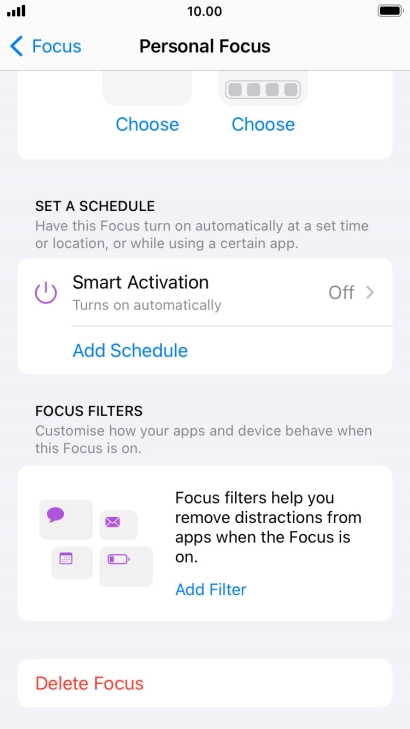 Press the required setting below 