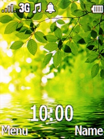 The alarm icon shows that the alarm is set.