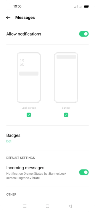 Press the indicator next to 