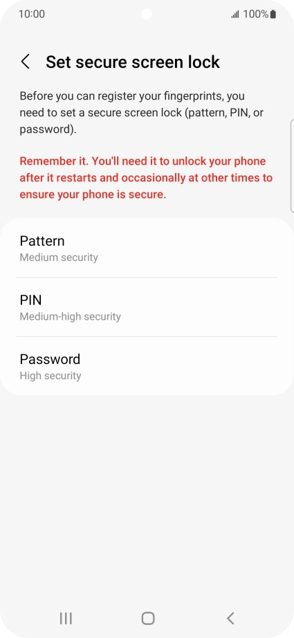 Press the required phone lock code and follow the instructions on the screen to create an additional phone lock code.