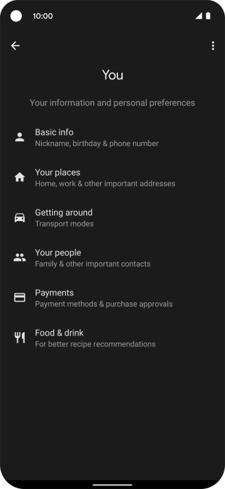 Press Basic info and follow the instructions on the screen to select phone owner settings.