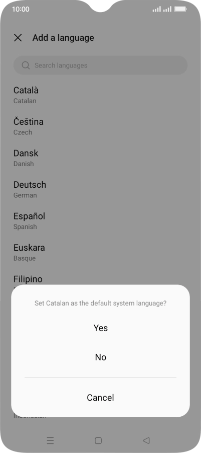 To select the new language as the default phone language, press Yes.