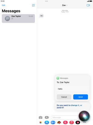 If an application is open on your tablet, such as a Mail or Messages, you can also use the functions available here, e.g.: REPLY [text].