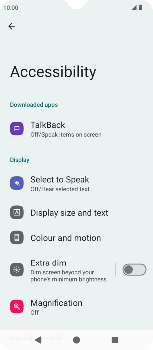 Press TalkBack and follow the instructions on the screen to select the required settings.