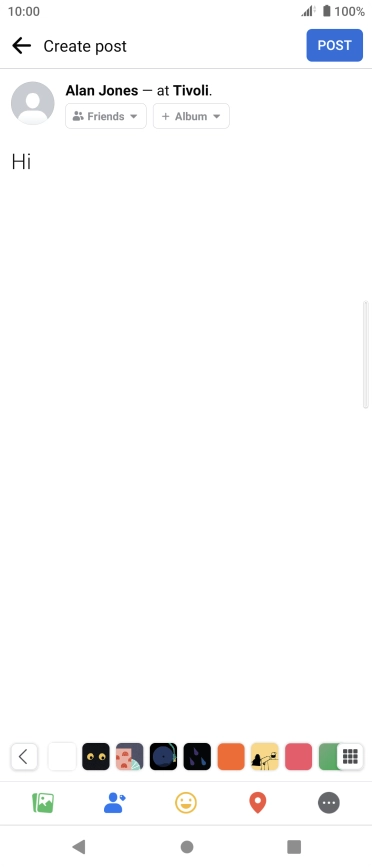 Write the required text and press POST. Write the required text and press POST.