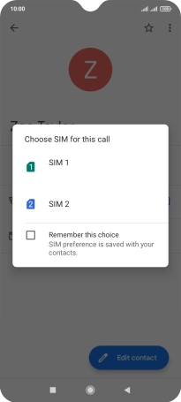 Press the required SIM. Press the required SIM.
