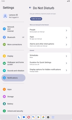 Press TURN ON NOW to turn the function on or off.