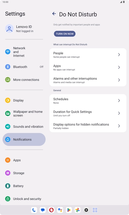 Press TURN ON NOW to turn the function on or off.