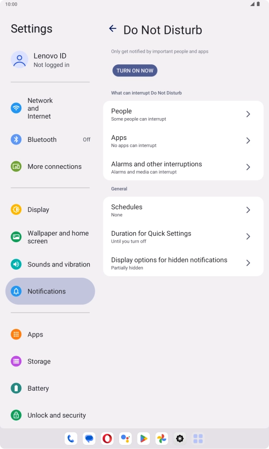 Press TURN ON NOW to turn the function on or off.