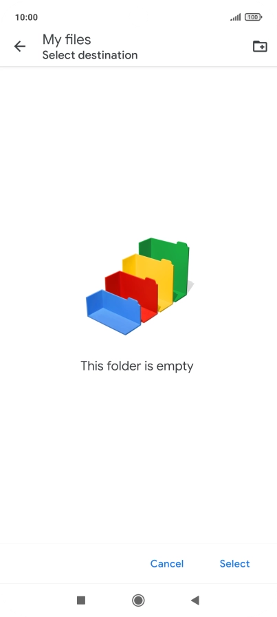 To create a new folder, press the new folder icon and follow the instructions on the screen to create a new folder.