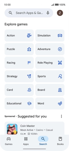 Press the search field.