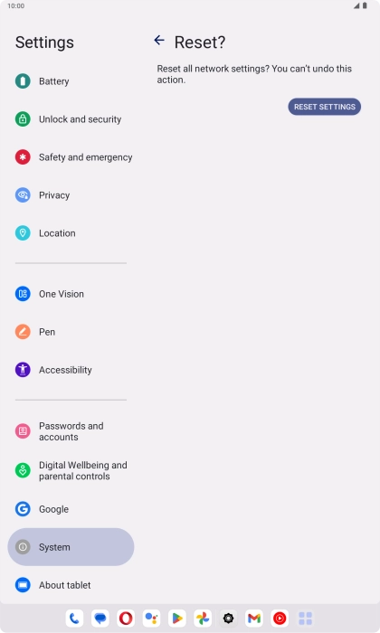 Press RESET SETTINGS.