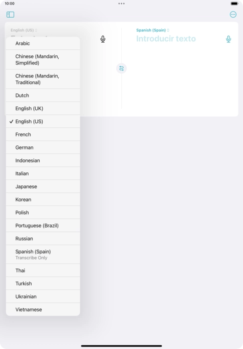 Press the required source language.