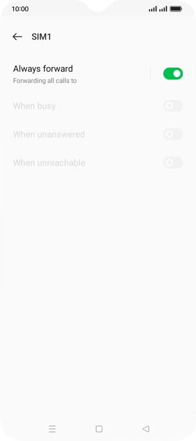 Press the indicator next to the required divert type.