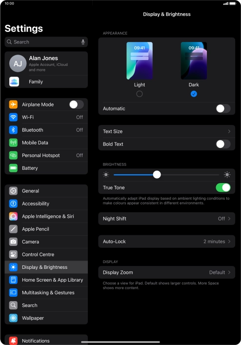 Press the indicator next to 