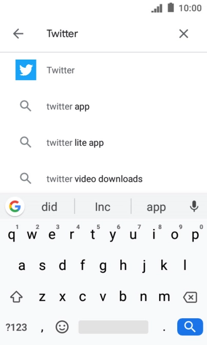 Key in Twitter and press the search icon. Key in Twitter and press the search icon.