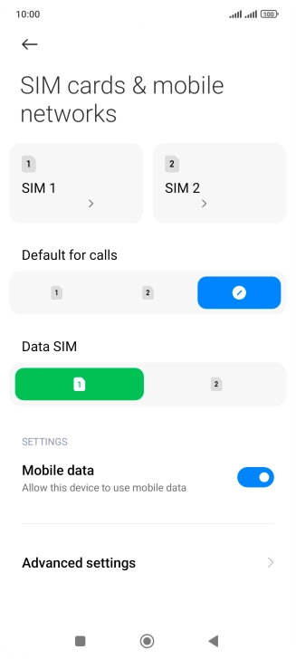 Press the required SIM.