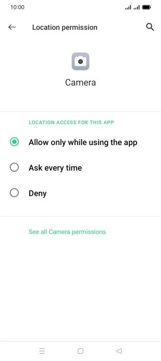 Press the required setting.