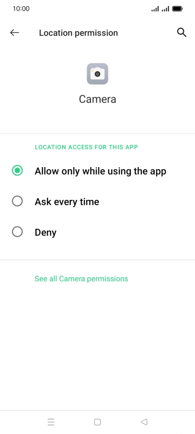 Press the required setting.