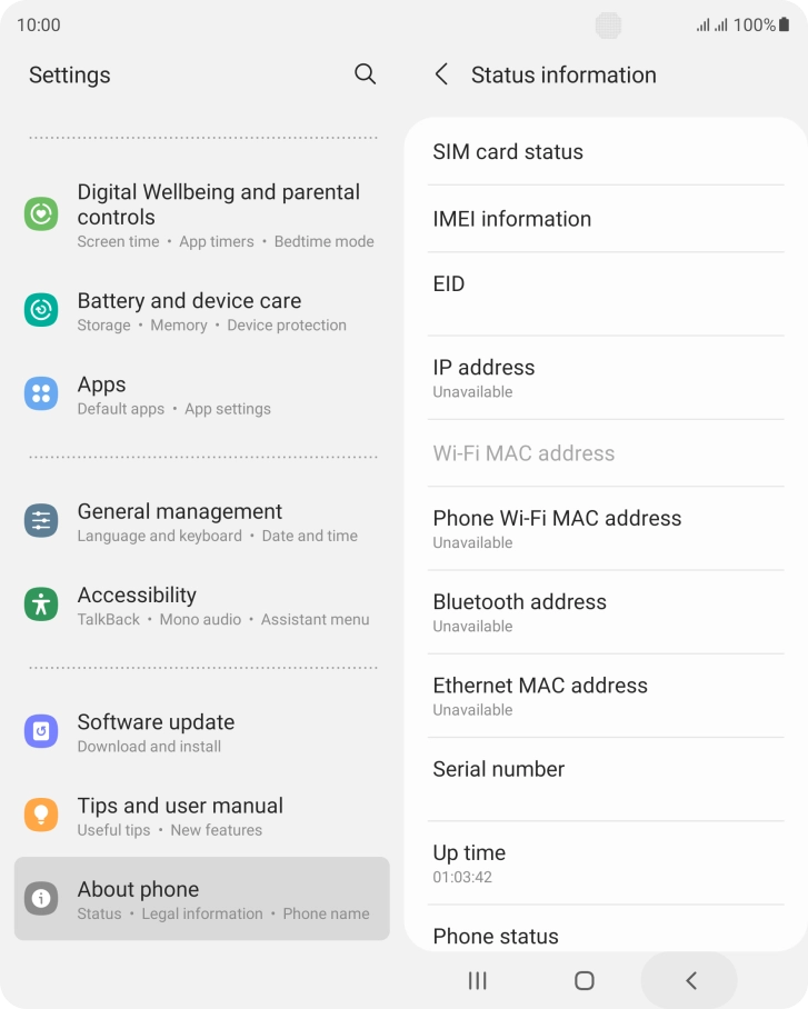 Your phone's EID number is displayed below EID.